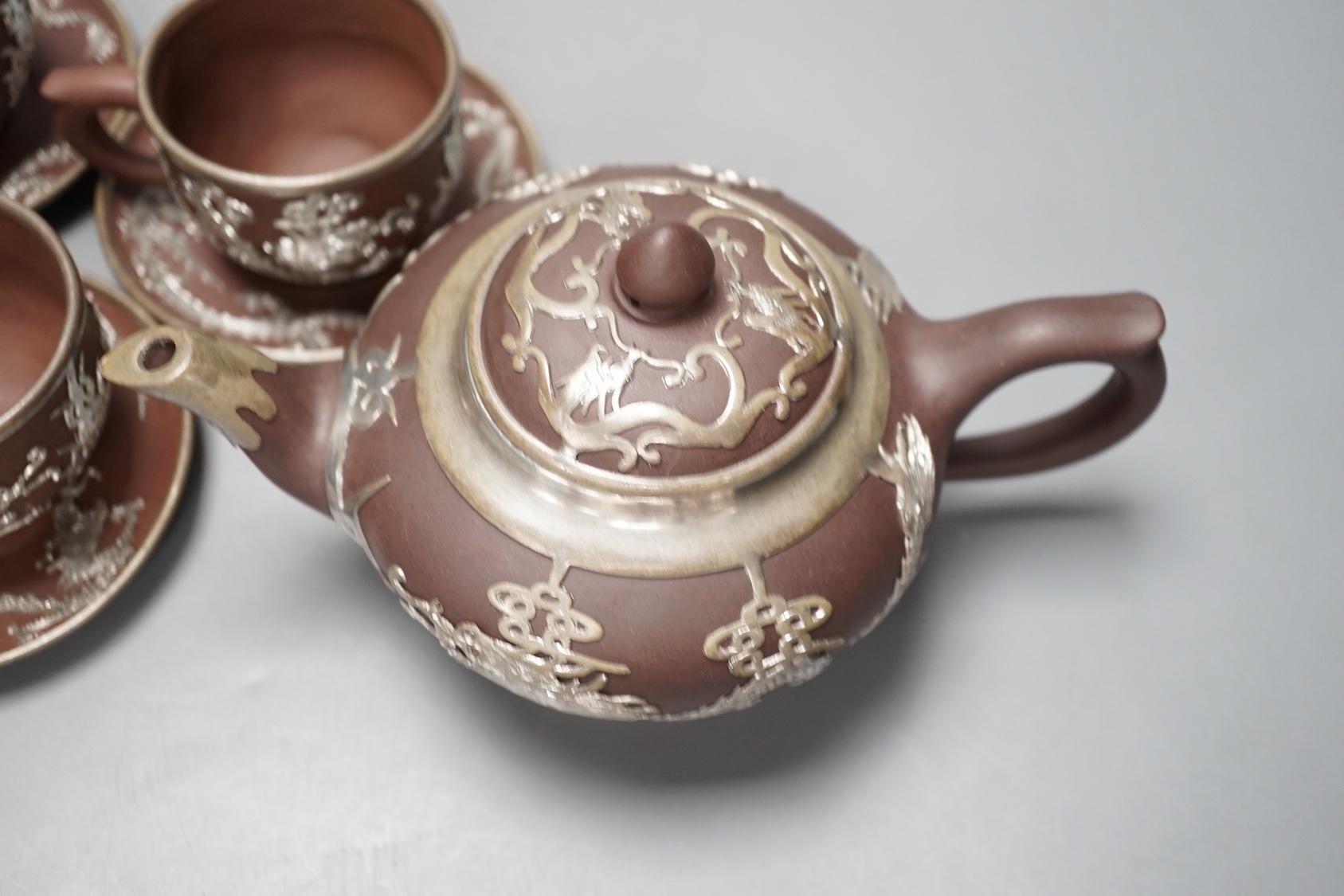 A Chinese mounted Yixing tea set